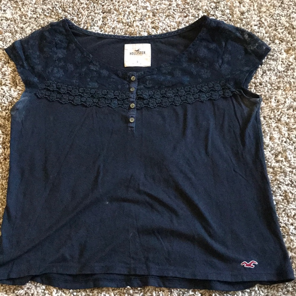 Navy blue cute blouse
